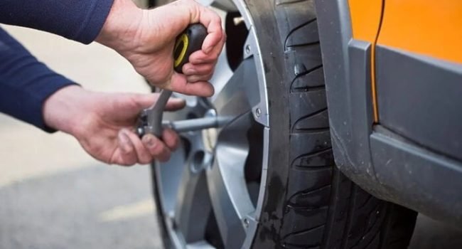 flat tire car on road